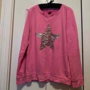 Hard Candy Girls 11-13 Pink Sweatshirt Silver Sequin Star Lightweight